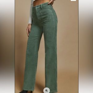 Reformation Alyssa High Rise Corduroy Pant in Moss. Size 25. Worn once.
